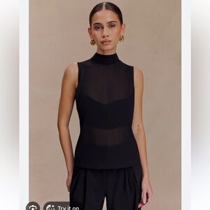Meshki Black Sleeveless Sheer Blouse